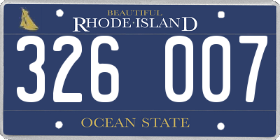RI license plate 326007