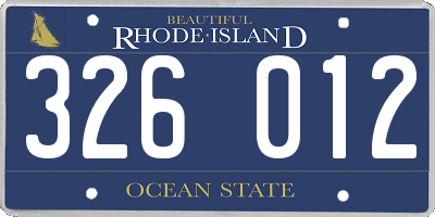 RI license plate 326012