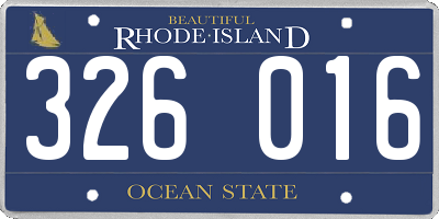 RI license plate 326016
