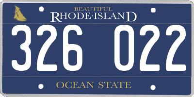 RI license plate 326022
