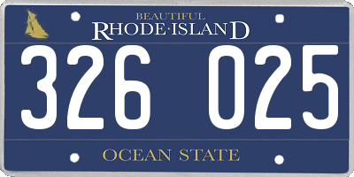 RI license plate 326025