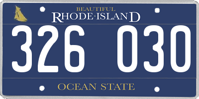 RI license plate 326030