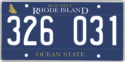 RI license plate 326031