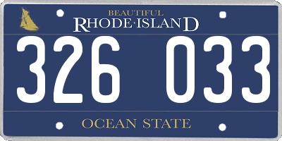 RI license plate 326033