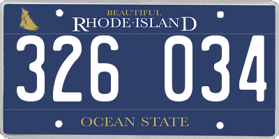 RI license plate 326034