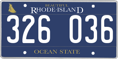 RI license plate 326036