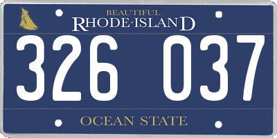 RI license plate 326037