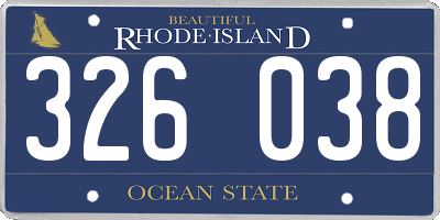 RI license plate 326038