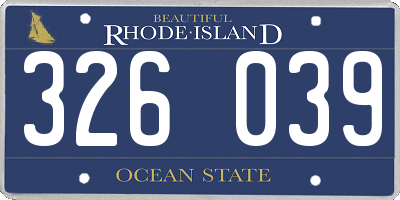 RI license plate 326039