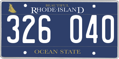 RI license plate 326040