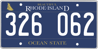 RI license plate 326062