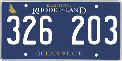 RI license plate 326203