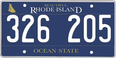 RI license plate 326205