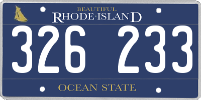 RI license plate 326233