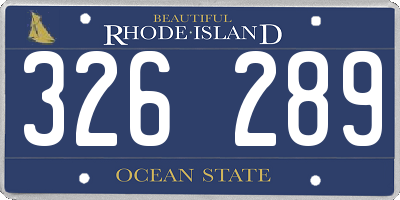RI license plate 326289
