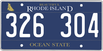 RI license plate 326304