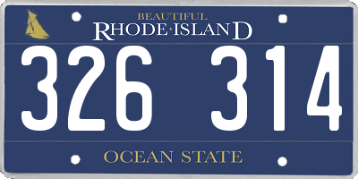 RI license plate 326314