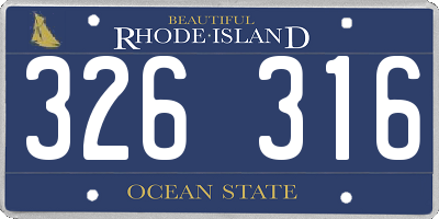 RI license plate 326316