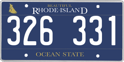 RI license plate 326331