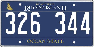RI license plate 326344