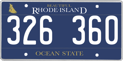 RI license plate 326360