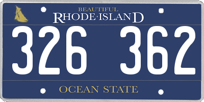 RI license plate 326362