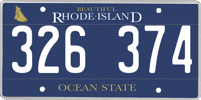RI license plate 326374