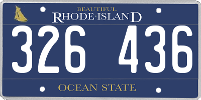 RI license plate 326436