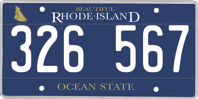 RI license plate 326567