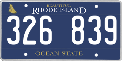 RI license plate 326839