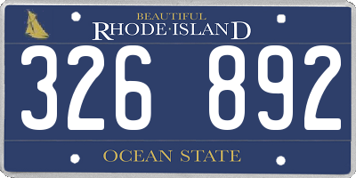 RI license plate 326892