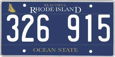 RI license plate 326915
