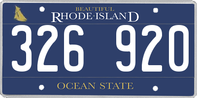 RI license plate 326920