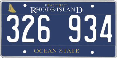 RI license plate 326934