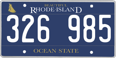 RI license plate 326985