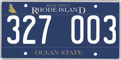 RI license plate 327003