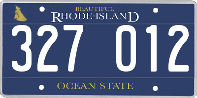 RI license plate 327012