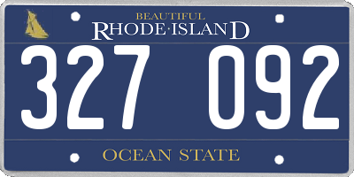 RI license plate 327092