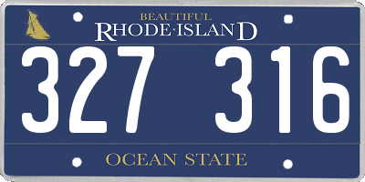 RI license plate 327316