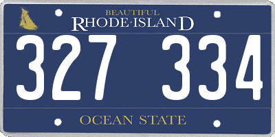 RI license plate 327334