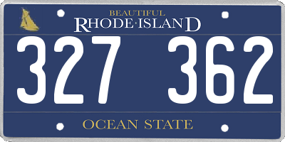 RI license plate 327362