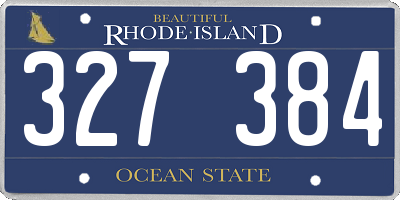 RI license plate 327384