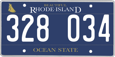 RI license plate 328034