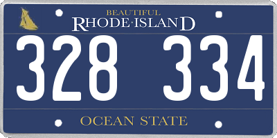 RI license plate 328334