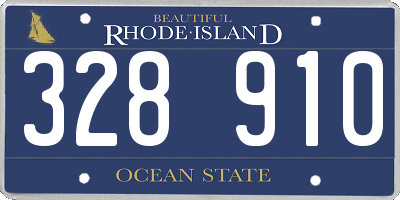 RI license plate 328910
