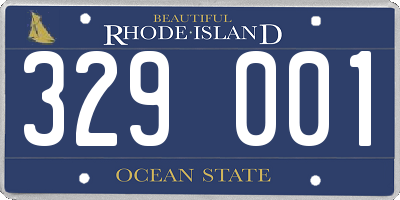 RI license plate 329001