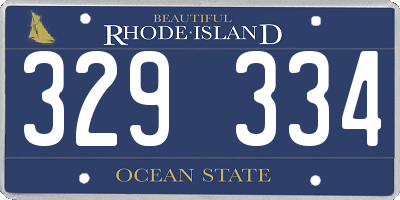RI license plate 329334