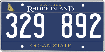 RI license plate 329892
