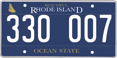 RI license plate 330007