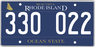 RI license plate 330022